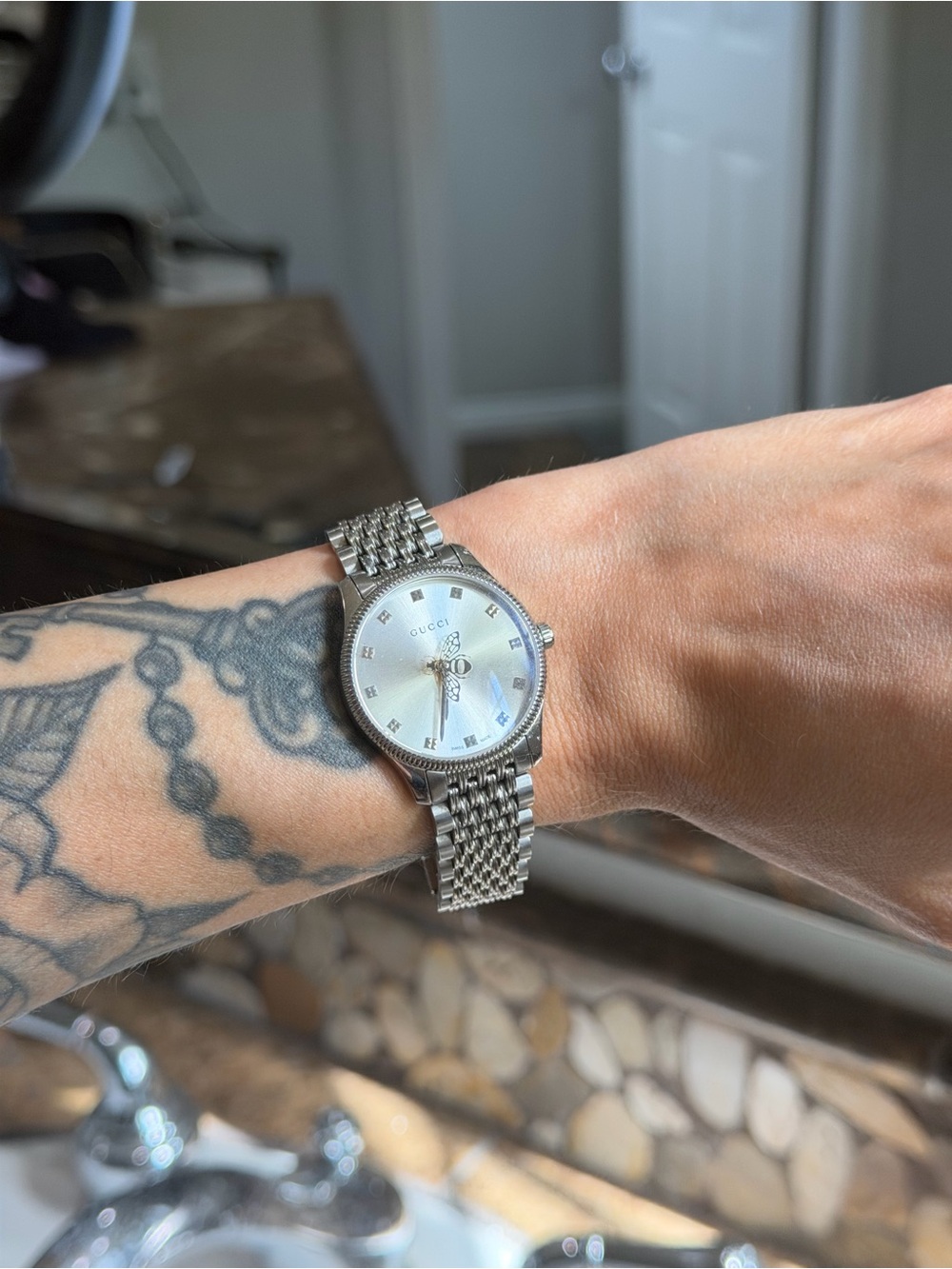 Gucci Silver-tone Stainless Steel Mesh Bracelet Watch